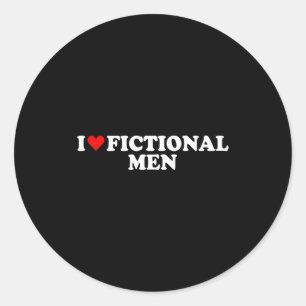 I Love Heart Fictional Men Simple Cute Funny Readi Classic Round Sticker