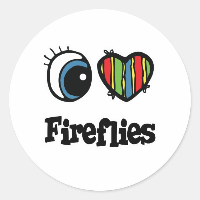 I Love (Heart) Fireflies Classic Round Sticker (Front)