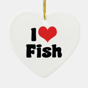 I Love Heart Fish - Aquarium Lovers Ceramic Tree Decoration