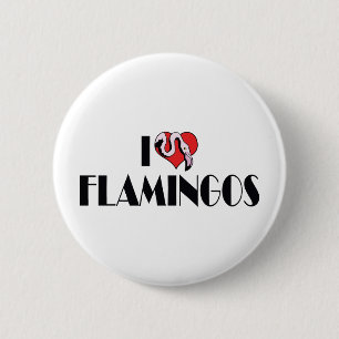 I Love Heart Flamingos - Pink Flamingo Lovers 6 Cm Round Badge