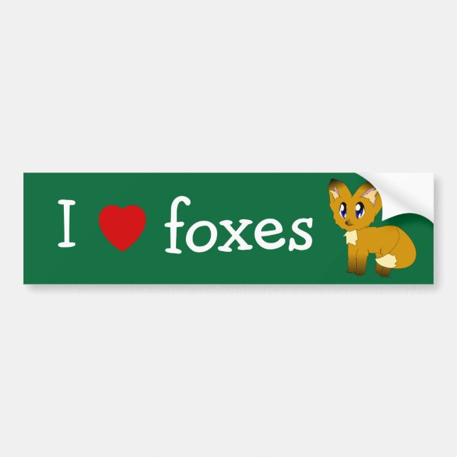 I Love/Heart Foxes Bumper Stickers (Front)