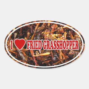 I Love (Heart) Fried Grasshopper Oval Sticker