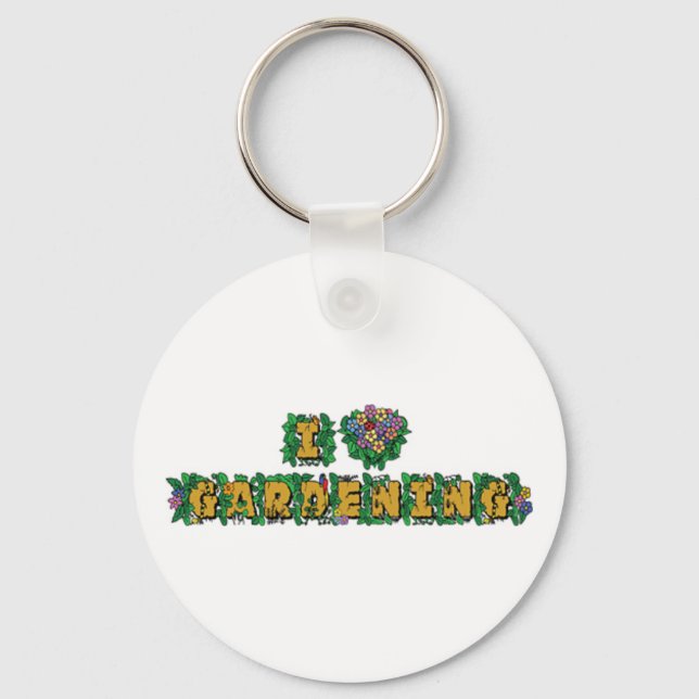 I Love Heart Gardening Key Ring (Front)