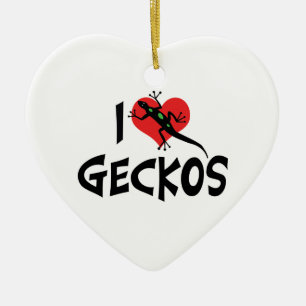 I Love Heart Geckos Ceramic Tree Decoration