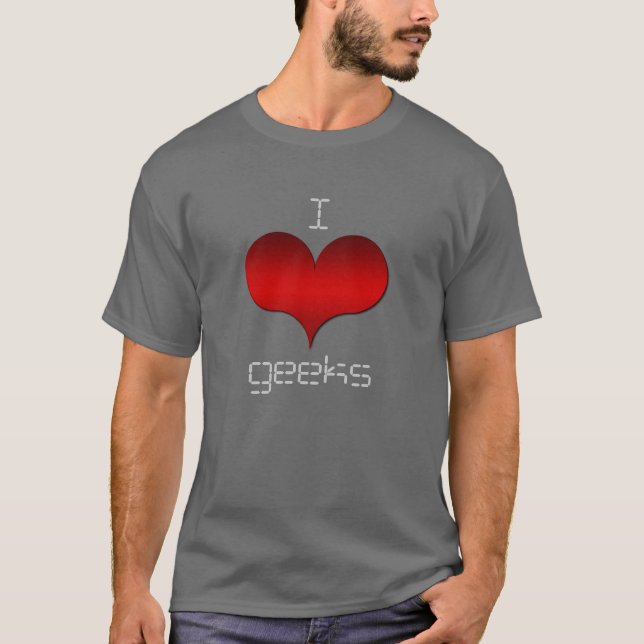 I Love (Heart) Geeks Dark Men's Tee (Front)