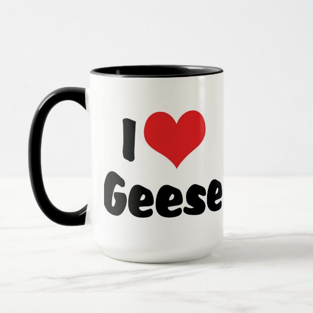 I Love Heart Geese - Goose Lover Mug (Left)