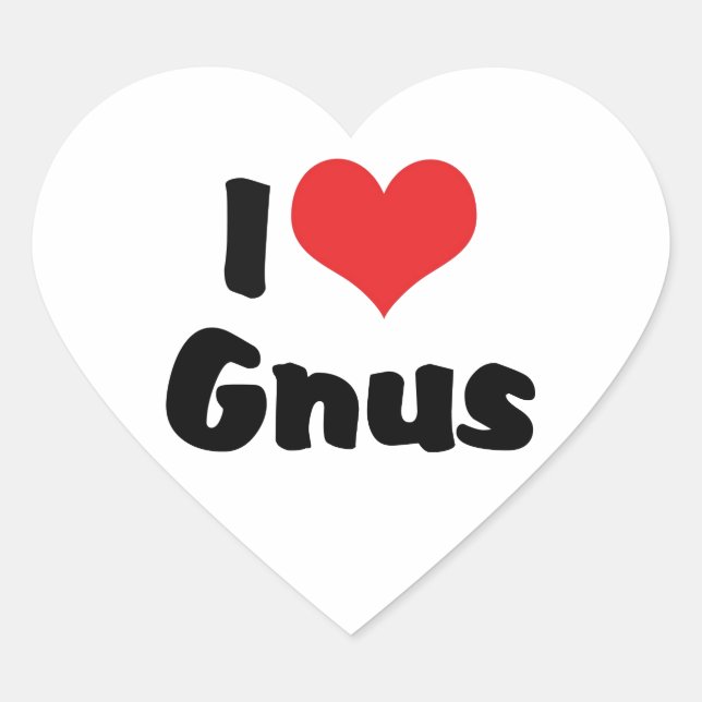 I Love Heart Gnus Sticker (Front)