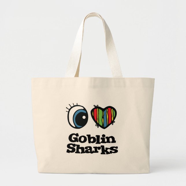 I Love (Heart) Goblin Sharks Large Tote Bag (Front)