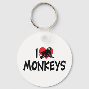 I Love Heart Gorillas - Gorilla Lover Key Ring