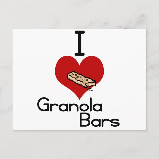 I love-heart granola bars postcard (Front)