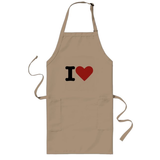 I Love Heart Graphic Classic Minimalist Kitchen Ap Long Apron (Front)