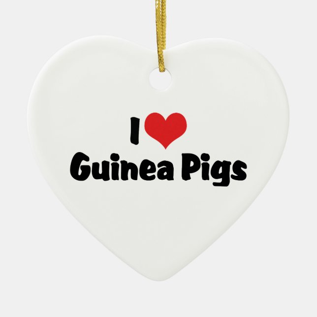 I Love Heart Guinea Pigs Ceramic Tree Decoration (Front)