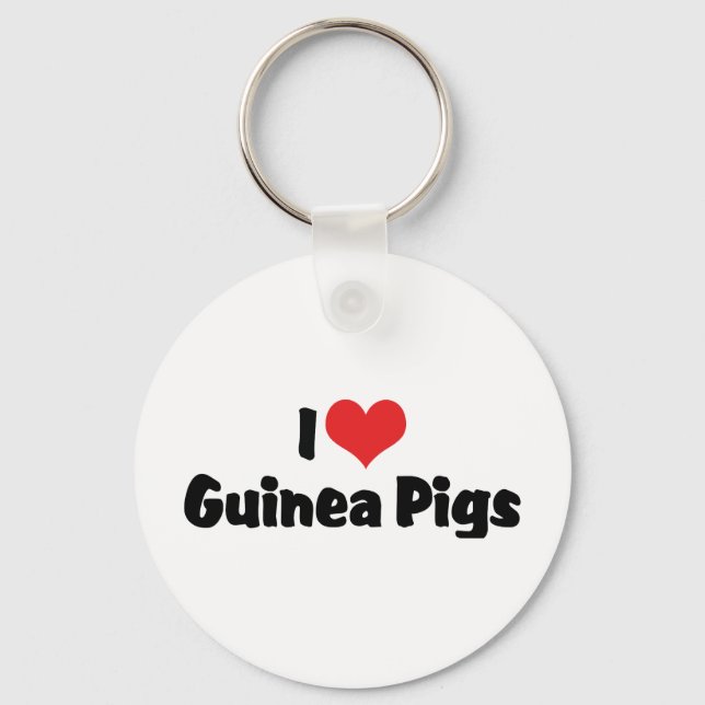 I Love Heart Guinea Pigs Key Ring (Front)
