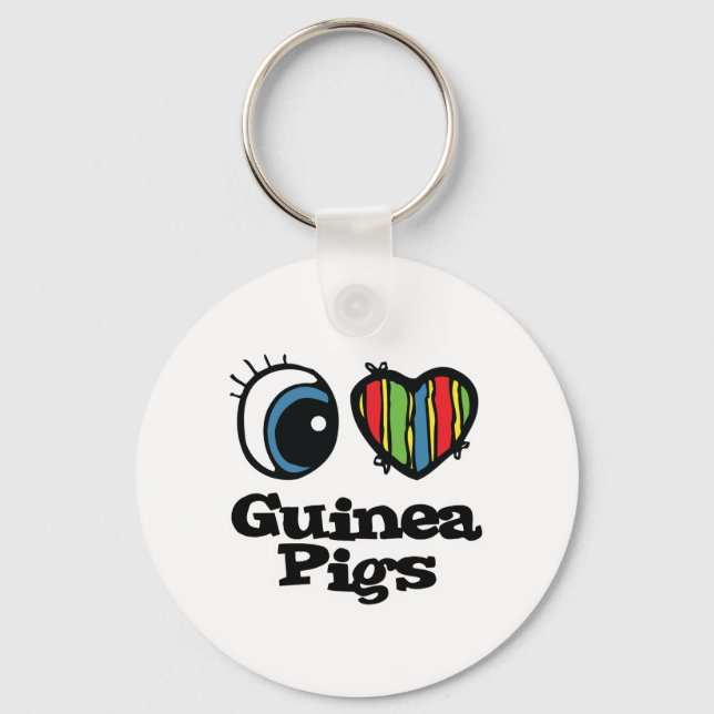 I Love (Heart) Guinea pigs Key Ring (Front)