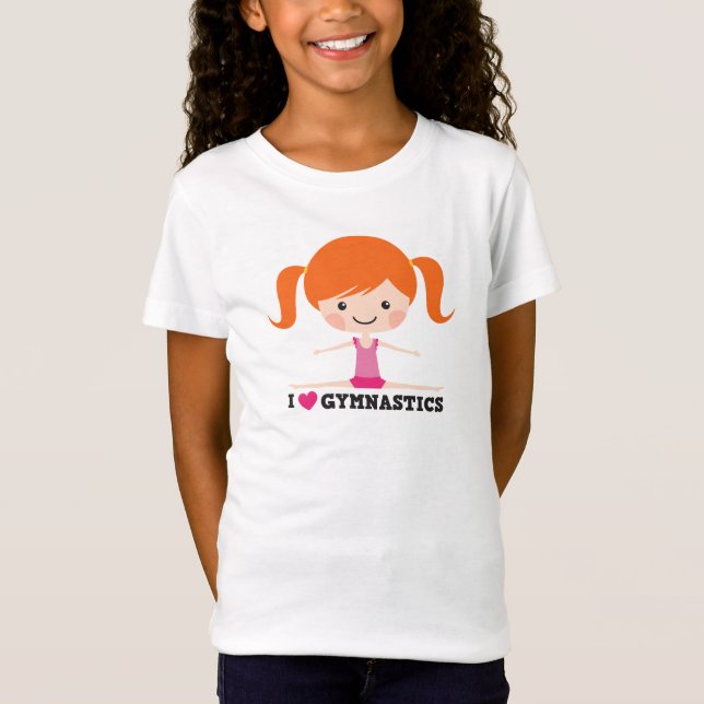 I love heart gymnastics cartoon girl side split T-Shirt (Front)