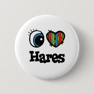 I Love (Heart) Hares 6 Cm Round Badge