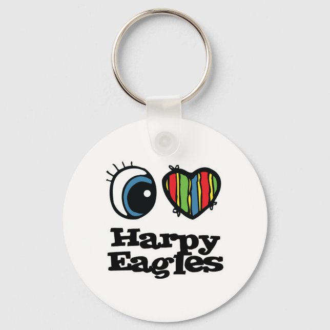 I Love (Heart) Harpy eagles Key Ring (Front)