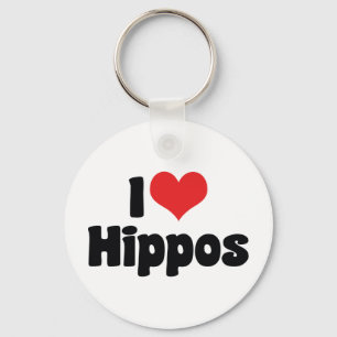 I Love Heart Hippos - Hippopotamus Lover Key Ring