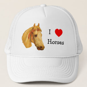 I Love Heart Horses Hat