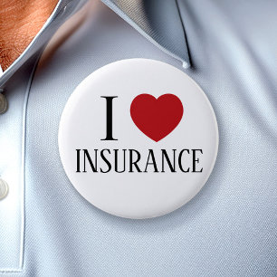 I Love Heart Insurance - funny halloween costume 6 Cm Round Badge