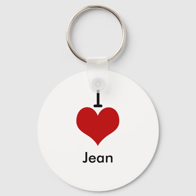 I Love (heart) Jean Key Ring (Front)