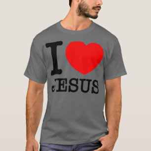 I Love Heart Jesus Red Heart Black Text Design T-Shirt