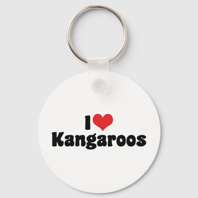I Love Heart Kangaroos - Kangaroo Lover Key Ring (Front)