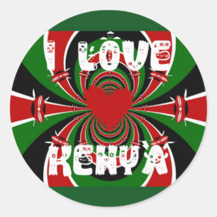 I Love Heart Kenya: Dynamic Flag Art Classic Round Sticker