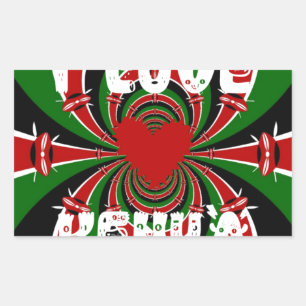I Love Heart Kenya: Dynamic Flag Art Rectangular Sticker