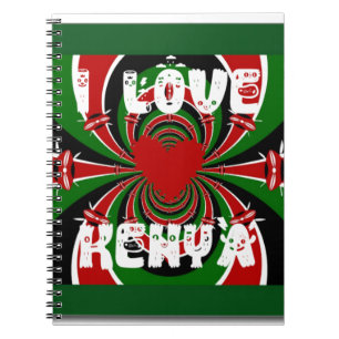 I Love Heart Kenya: Dynamic Flag Art Spiral Notebook