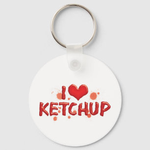 I Love Heart Ketchup - Catsup Lover Key Ring