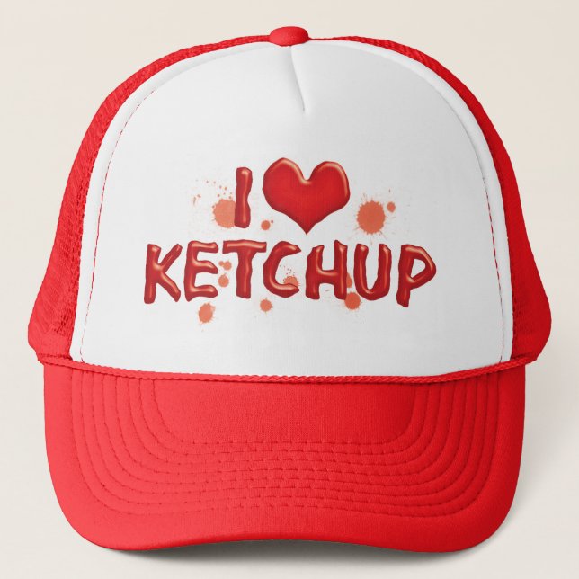 I Love Heart Ketchup - Catsup Lover Trucker Hat (Front)