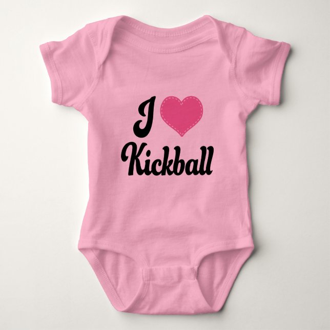 I Love (Heart) Kickball Baby Bodysuit (Front)