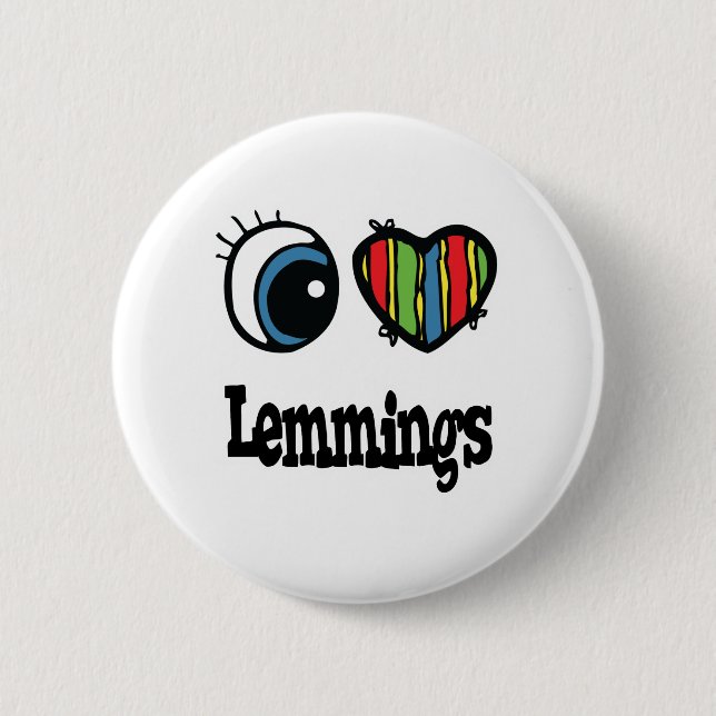 I Love (Heart) Lemmings 6 Cm Round Badge (Front)
