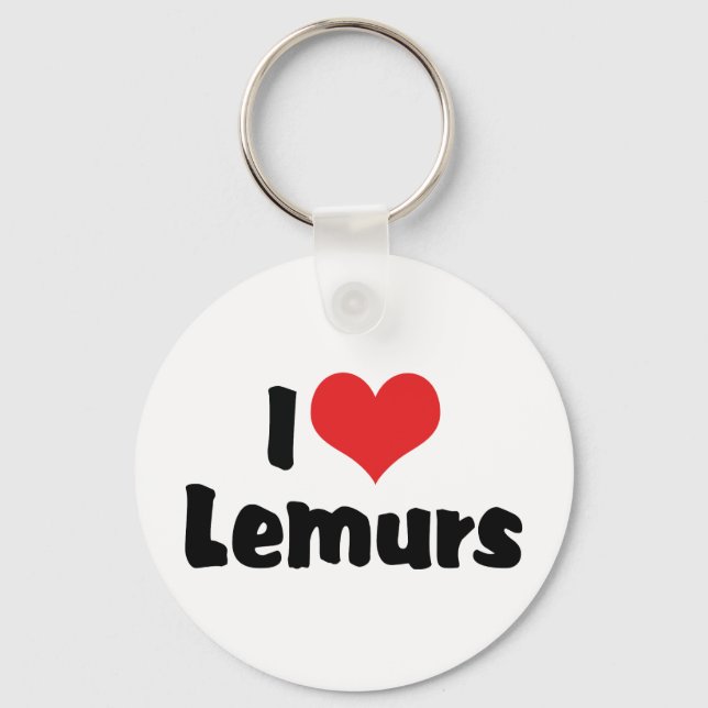 I Love Heart Lemurs Key Ring (Front)