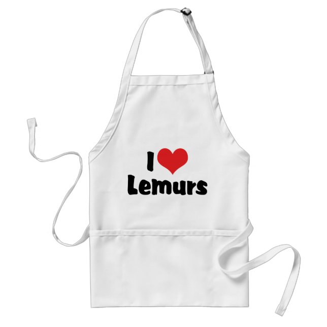 I Love Heart Lemurs Standard Apron (Front)