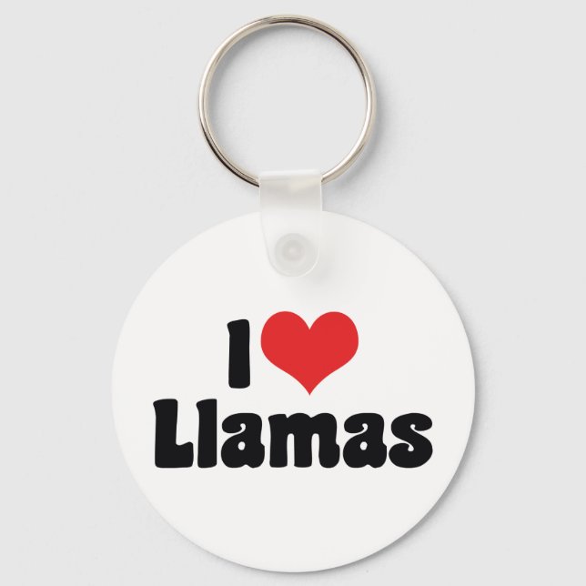 I Love Heart Llamas Key Ring (Front)