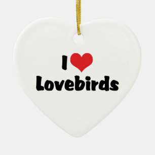 I Love Heart Lovebirds Ceramic Tree Decoration