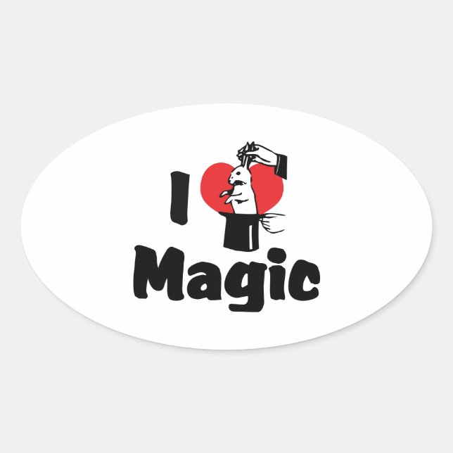 I Love Heart Magic - Magic Lover Oval Sticker (Front)