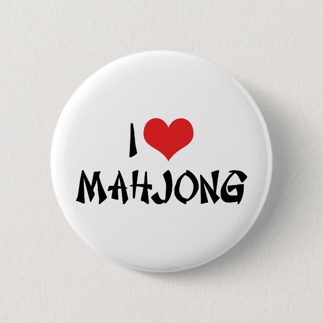 I Love Heart Mahjong - Mah Jong Lover 6 Cm Round Badge (Front)