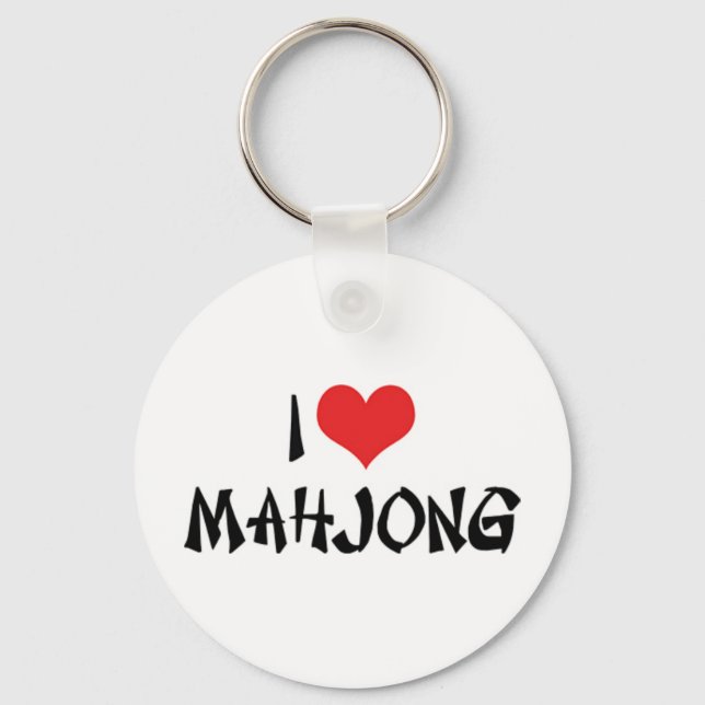 I Love Heart Mahjong - Mah Jong Lover Key Ring (Front)