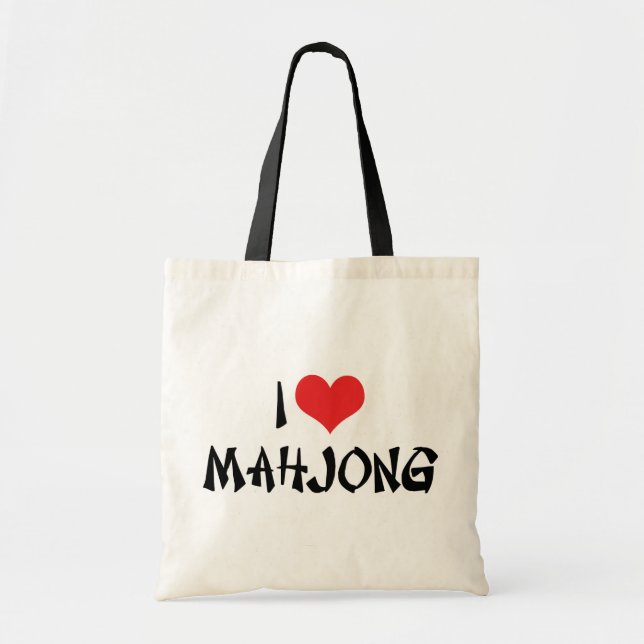 I Love Heart Mahjong - Mah Jong Lover Tote Bag (Front)