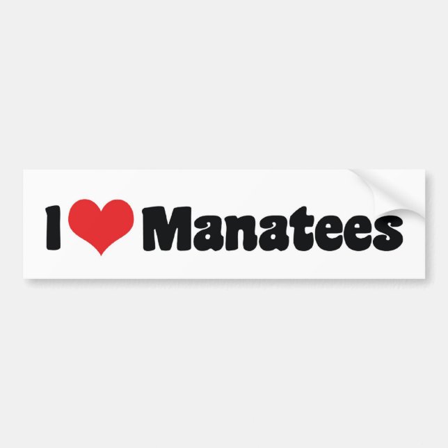 I Love Heart Manatees Bumper Sticker (Front)