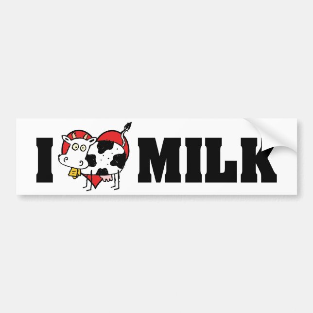 I Love Heart Milk - Cow Juice Dairy Lover Bumper Sticker (Front)