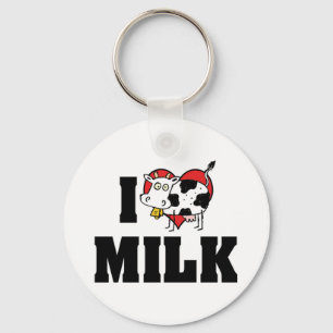 I Love Heart Milk - Cow Juice Dairy Lover Key Ring