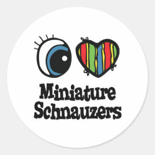 I Love (Heart) Minature Schnauzers Classic Round Sticker