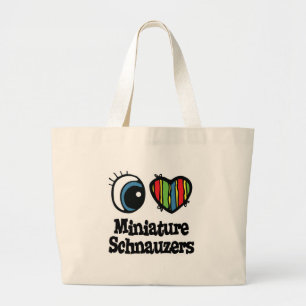 I Love (Heart) Minature Schnauzers Large Tote Bag
