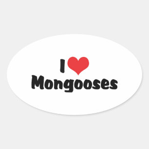 I Love Heart Mongooses - Mongoose Lover Oval Sticker
