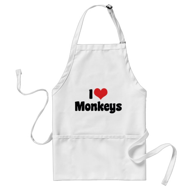I Love Heart Monkeys Standard Apron (Front)