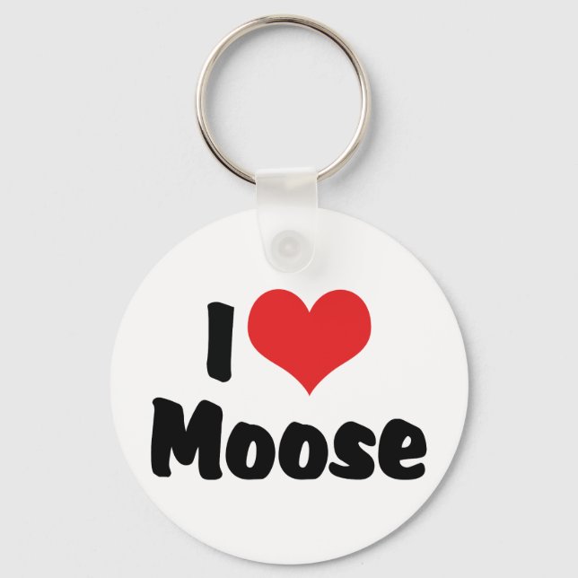 I Love Heart Moose - Moose Lover Key Ring (Front)